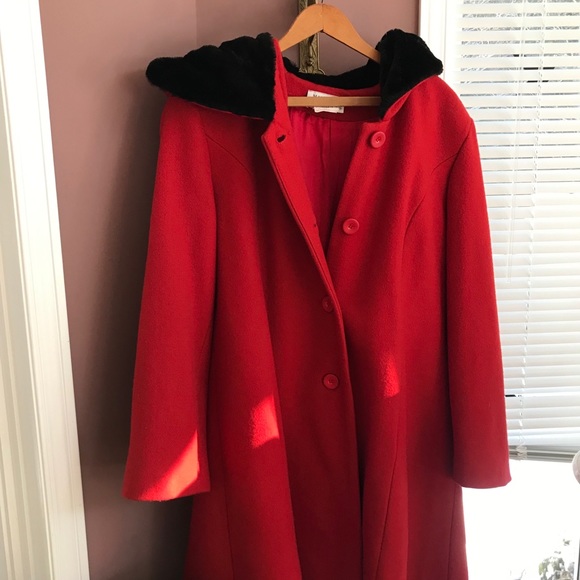 Vintage Red Wool Coat - Picture 1 of 8